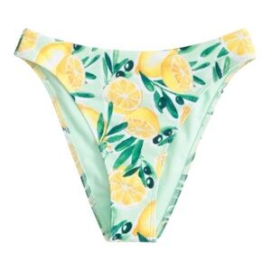 Abercrombie & Fitch Curve Love Lemon Print Bikini Bottoms NWT